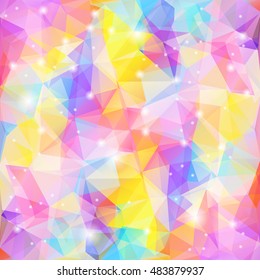 Abstract multicolored triangle background, iridiscent bright shapes with gradient and shimmering opalescent shade, vector EPS 10