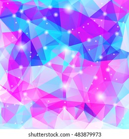 Abstract multicolored triangle background, iridiscent bright shapes with gradient and shimmering opalescent shade, vector EPS 10