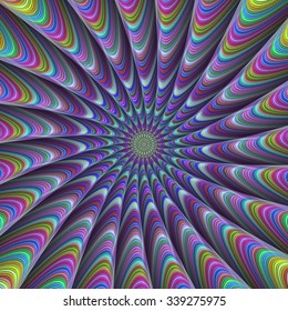 Abstract multicolored twisted fractal ray design background