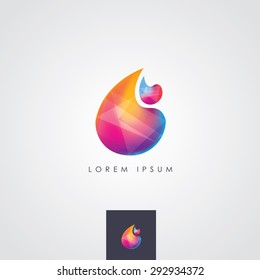 abstract multicolored vivid water drop logo design for business visual identity