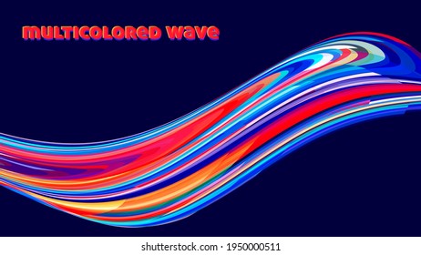 Abstract multicolored wave on a very dark background. Vector graphics
