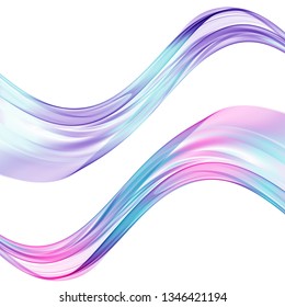 Abstract multicolored waves on white background