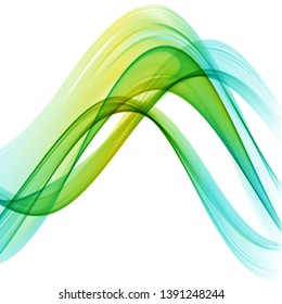 Abstract multicolored waves on white background