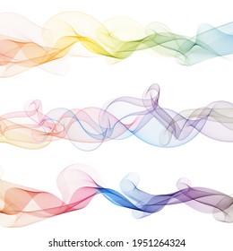 Abstract multicolored waves on white background