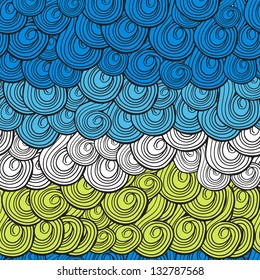 Abstract multi-colored waves pattern with swirls