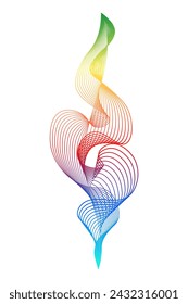 Abstract multicolored wavy stripes isolated on a transparent background. Creative line art. Modern technology background, wave design. Vector illustration