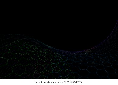 Abstract multi-colors digital wave of particles background.