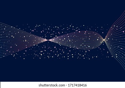 Abstract multi-colors digital wave of particles background.