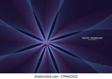 Resumen de tecnología digital de línea de flujo multicolor, onda de partículas lisas, tecnología de datos grandes, fondo de concepto de diseño y papel tapiz, eps vectoriales
