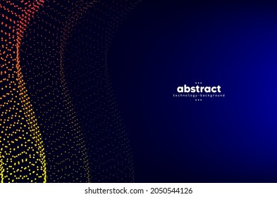 Abstract multi-colors flowing line digital technology, smooth particle wave, big data techno design concept background wallpaper, vector eps

