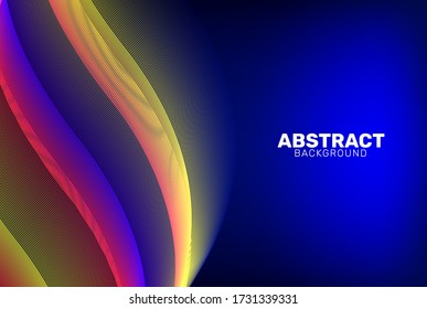 Abstrakte mehrfarbige Linien fließen auf dunkelblauem Marineband und Tapeten. Vector eps10.