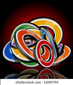 Abstract multi-colour 3d shapes - vector illustration