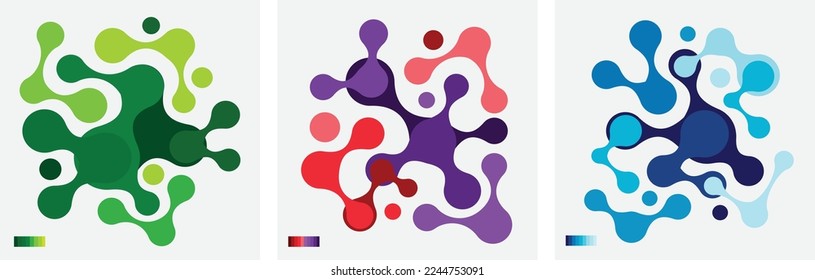 Abstract multicolour metaball pattern on grey background in square frame design. Vector illustration.