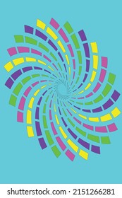 Abstract multicoloured vortex pattern on azure background, vector graphics, digital art