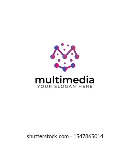 abstract multimedia logo vector concept with awesome gradient and simple styles