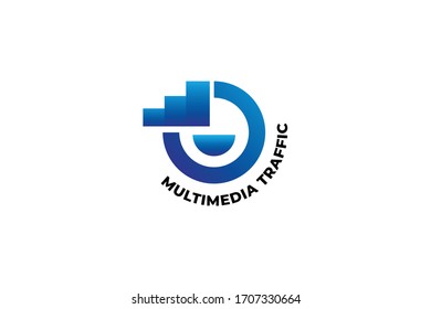 abstract multimedia traffic mark logo vector design with simple, modern and awesome gradient on white background