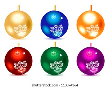 abstract multiple colorful christmas balls vector illustration