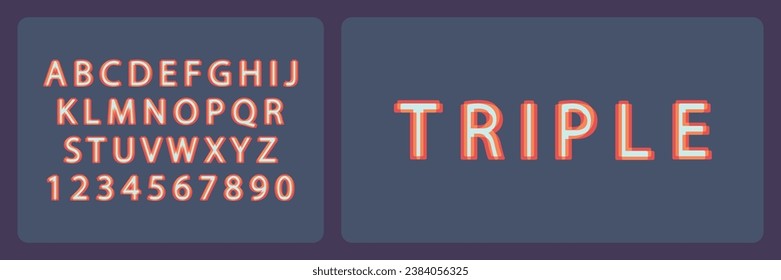 Abstract multiple exposure alphabet in modern style. Multicolor font. Vector illustration.