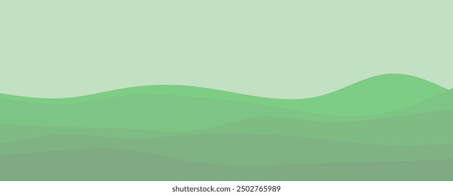 abstract multiple green layer waves background vector abstract, flat graphic ground wave design.