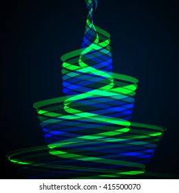 Abstract multiple lines on dark background. Colorful wave. Vector design.