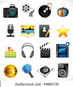 abstract multiple media icon set vector illustration