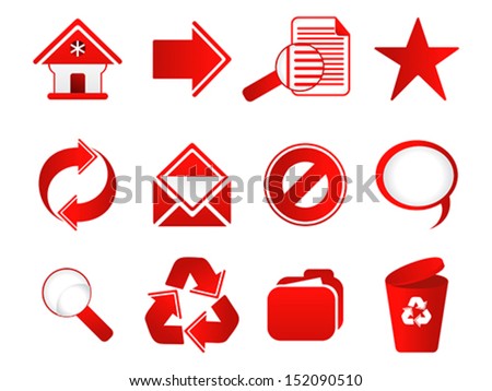 abstract multiple red web icon set vector illustration