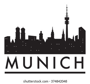 Abstract Munich skyline, with various landmarks, vector illustration