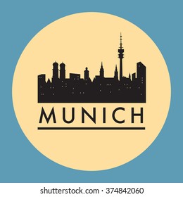 Abstract Munich skyline, with various landmarks, vector illustration