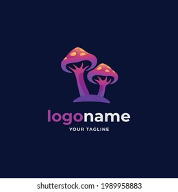 abstract mushroom logo gradient style for food agriculture organic business company