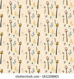 abstract mushroom seamless pattern. Autumn theme digital paper. Can use for print, template, fabric, presentation, textile, banner, poster, wallpaper, digital paper, scrapbook, instant download