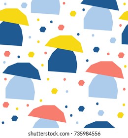 Abstract mushroom seamless pattern background. Childish handmade craft for design card, cafe menu, wallpaper, summer gift album, scrapbook, holiday wrapping paper, baby nappy, bag print, t shirt etc.