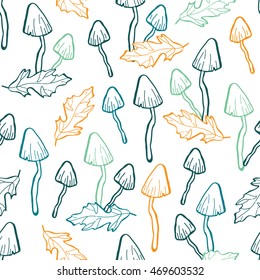 abstract mushroom vector seamless pattern