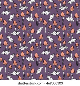 abstract mushroom vector seamless pattern