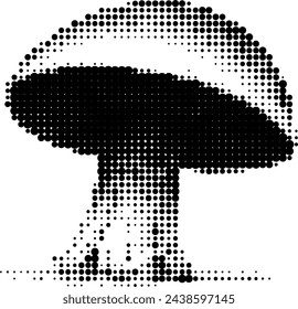 Abstract mushroom-like silhouette made from dots