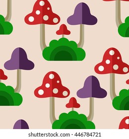 abstract mushrooms in the background.
