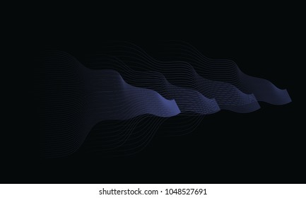 Abstract Music background. Big Data Particle Flow Visualisation. Science infographic futuristic illustration. Sound wave. Sound visualization