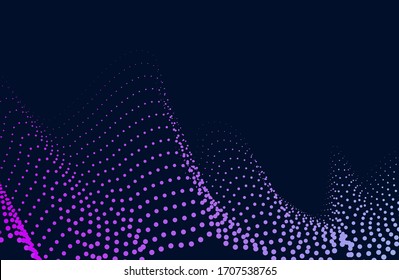 Abstract Music background. Big Data Particle Flow Visualisation. Science infographic futuristic illustration. Sound wave. Sound visualization. eps 10