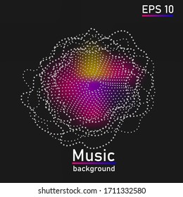 Abstract Music background. Big Data Particle Flow Visualisation. Science infographic futuristic illustration. Sound wave. Sound visualization. eps 10