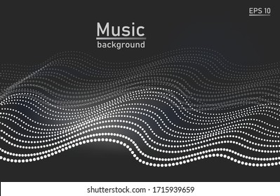 Abstract Music background. Big Data Particle Flow Visualisation. Science infographic futuristic illustration. Sound