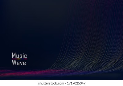 Abstract Music background. Big Data Particle Flow Visualisation. Science infographic futuristic illustration. Sound