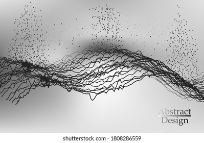 Abstract Music background. Big Data Particle Flow Visualisation. Science infographic futuristic illustration. Sound wave. Sound visualization