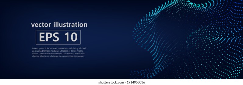 Abstract Music background. Big Data Particle Flow Visualisation. Science infographic futuristic illustration. Sound wave. Sound visualization