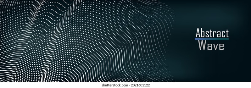 Abstract Music background. Big Data Particle Flow Visualisation. Science infographic futuristic illustration. Sound wave. Sound visualization