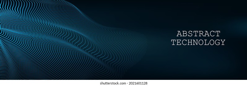 Abstract Music background. Big Data Particle Flow Visualisation. Science infographic futuristic illustration. Sound wave. Sound visualization