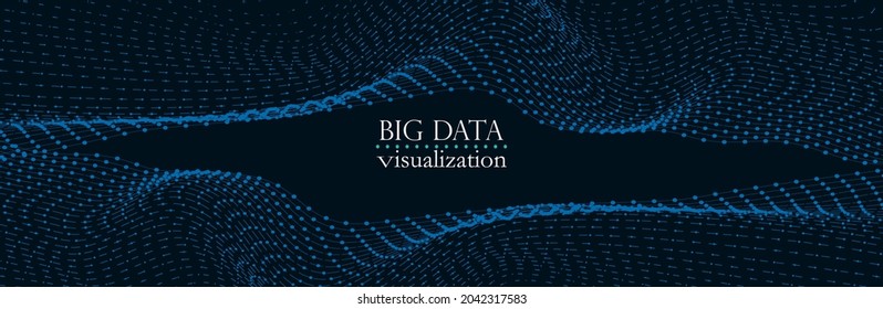 Abstract Music background. Big Data Particle Flow Visualisation. Science infographic futuristic illustration. Sound wave. Sound visualization. Abstract Segwit.
