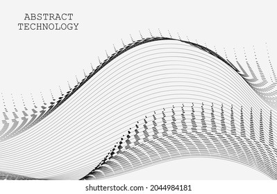 Resumen Fondo musical. Visualización del flujo de partículas de Big Data. Ilustración futurista de ciencia infográfica. Ola sonora. Visualización del sonido. Resumen Segwit.