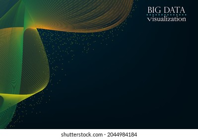 Resumen Fondo musical. Visualización del flujo de partículas de Big Data. Ilustración futurista de ciencia infográfica. Ola sonora. Visualización del sonido. Resumen Segwit.