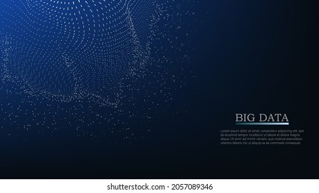 Abstract Music background. Big Data Particle Flow Visualisation. Science infographic futuristic illustration. Sound wave. Sound visualization