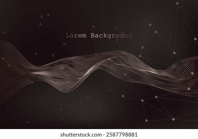 Abstract Music background. Big Data Particle Flow Visualisation. Science infographic futuristic illustration. Sound wave. Sound visualization.Premium background design with mocha mousse sound wave