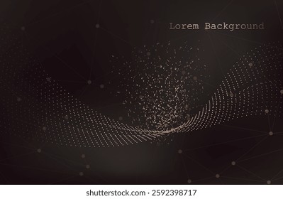 Abstract Music background. Big Data Particle Flow Visualisation. Science infographic futuristic illustration. Sound wave. Sound visualization.Premium background design with mocha mousse sound wave
